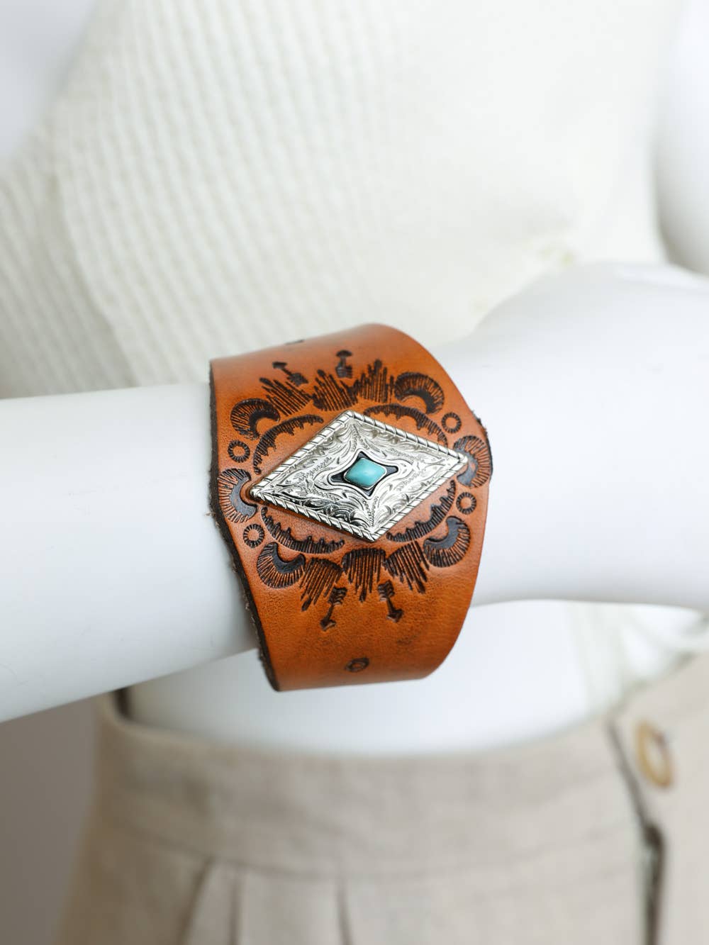 Handcrafted leather cuff bracelet