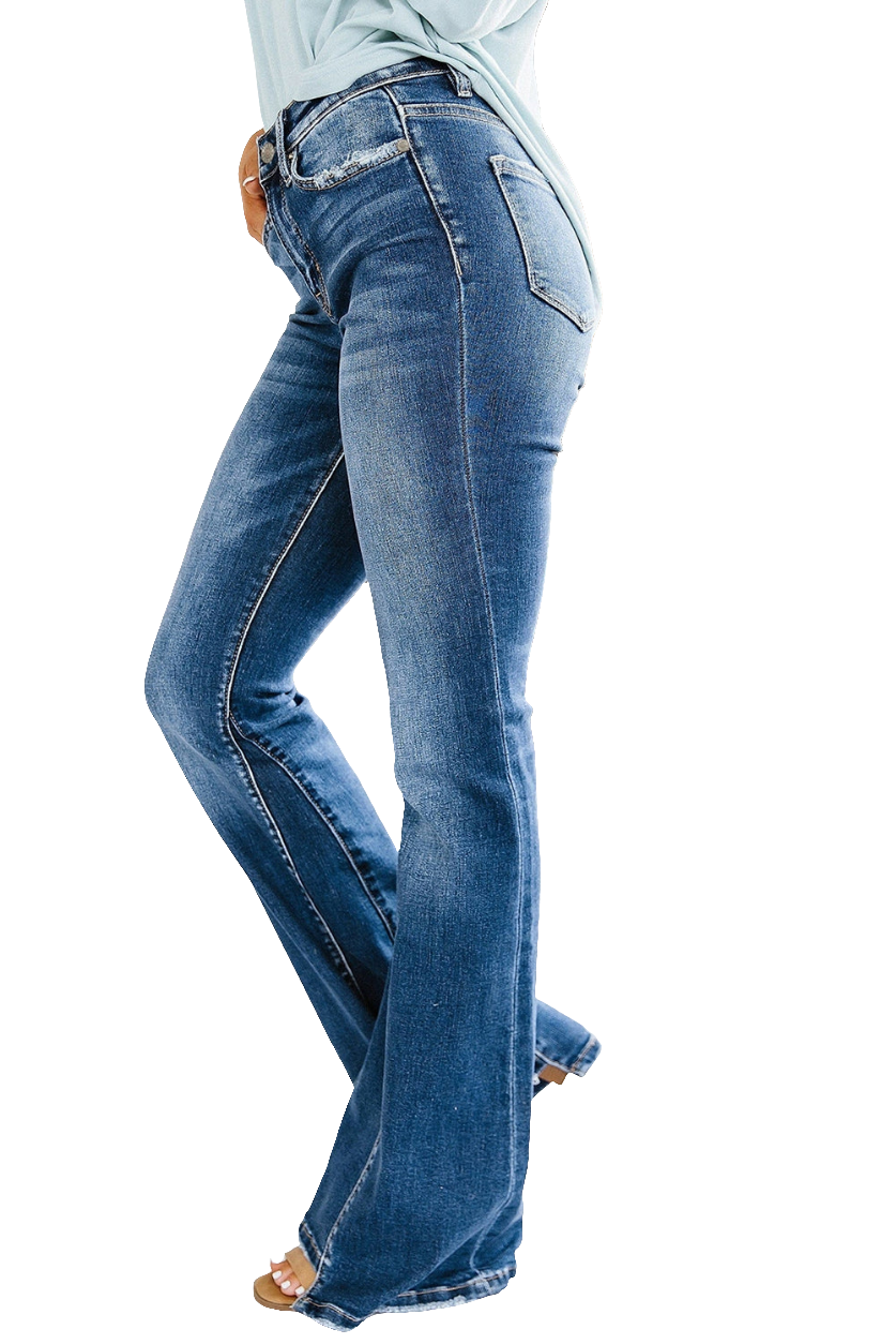 Medium Wash High Rise Flare jean