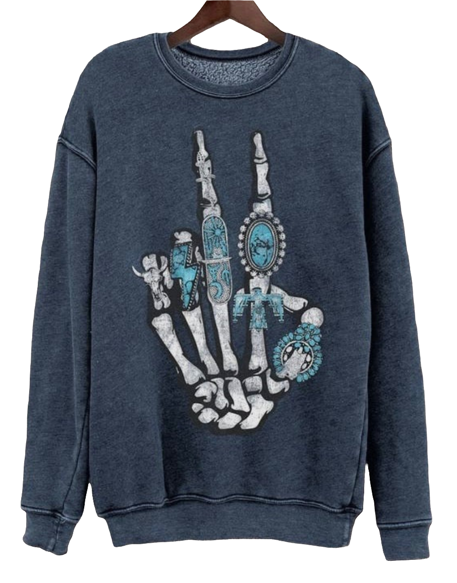 Skeleton hand crew neck