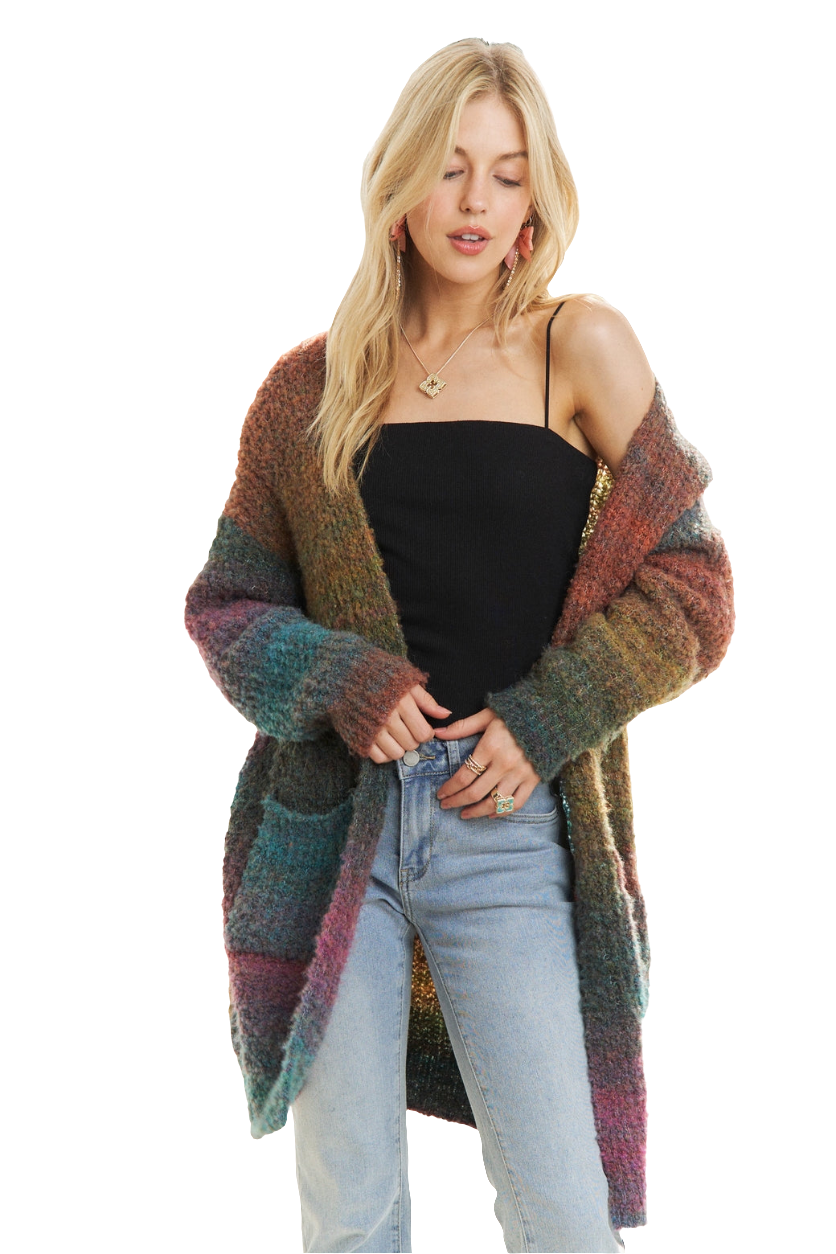 Multi-color ombre sweater cardigan