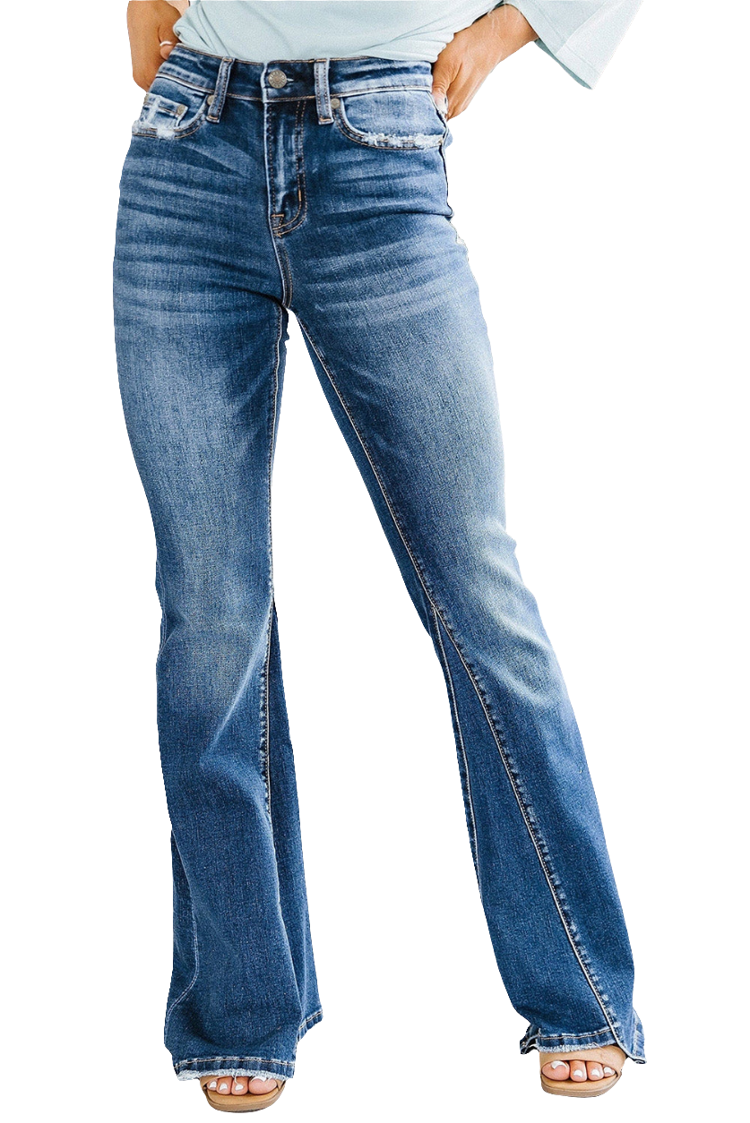 Medium Wash High Rise Flare jean