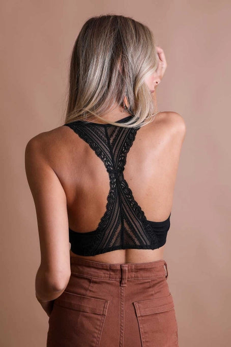 Racerback lace bralette black