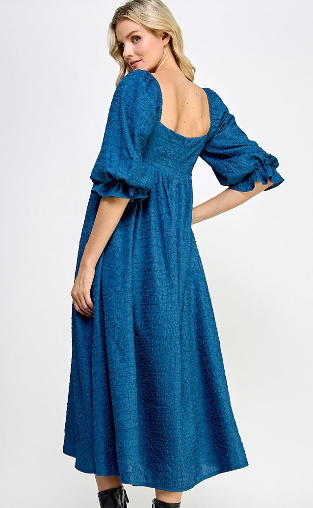 Textured Peasant Sleeve Dress