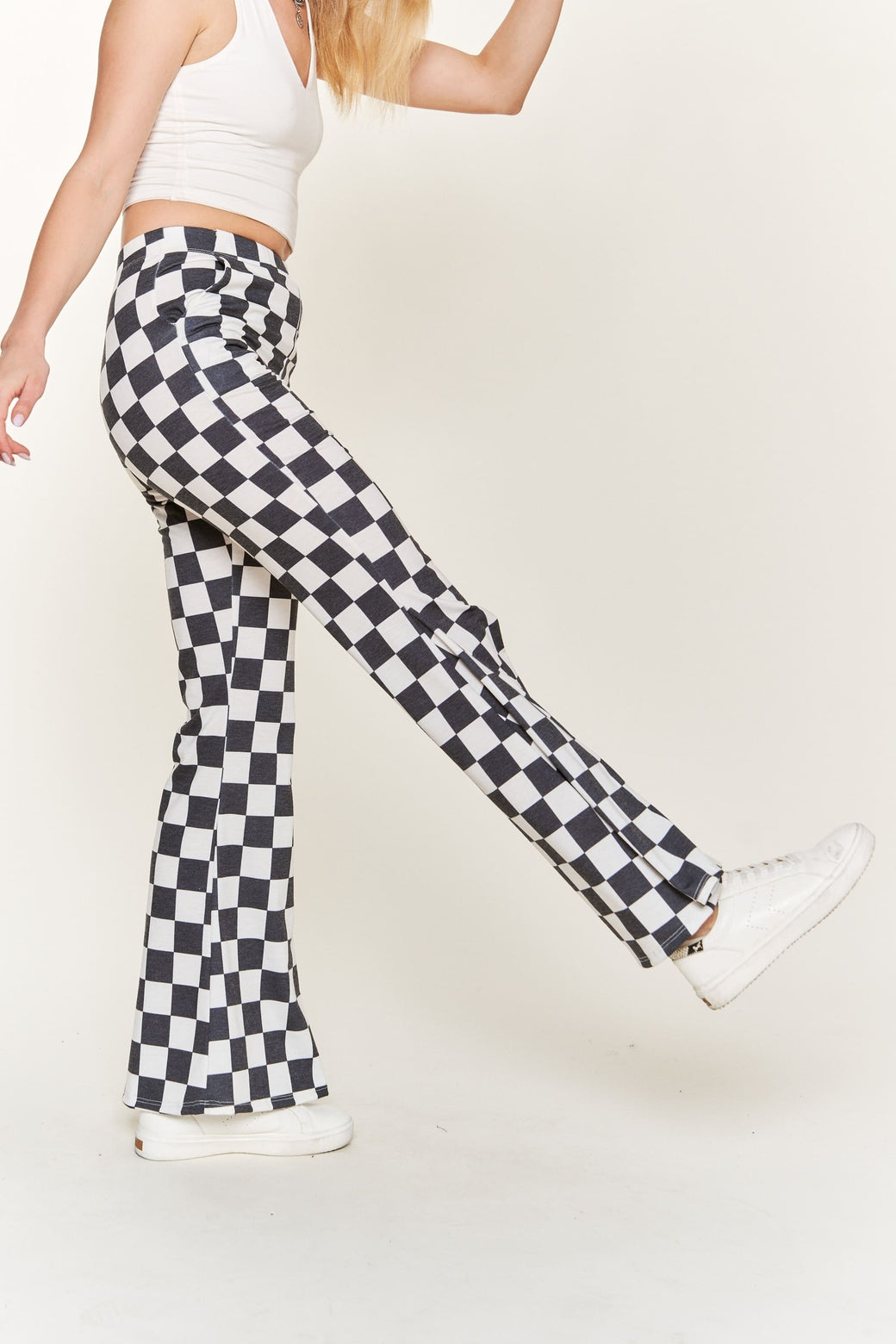 Flared Checkered Pants