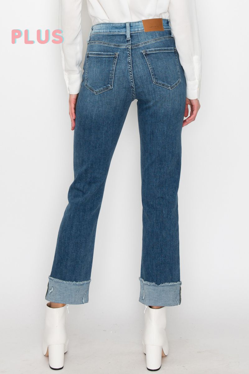 Plus High Rise Straight cuffed jeans