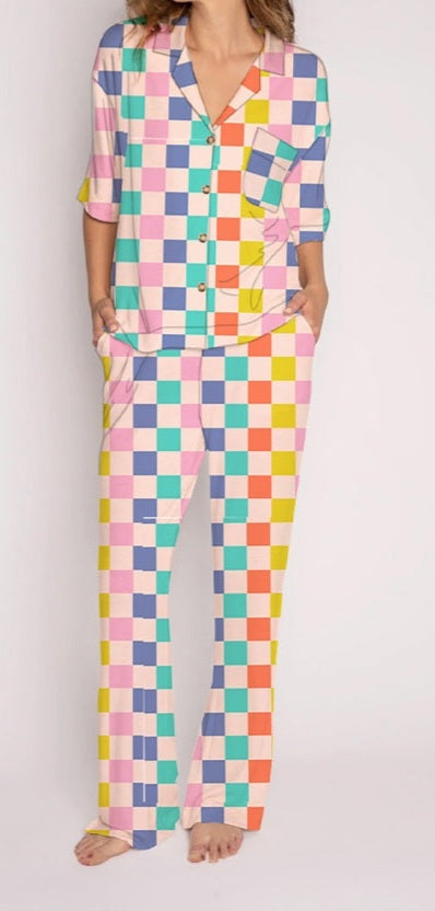 Checkered Multi Color Pajamas