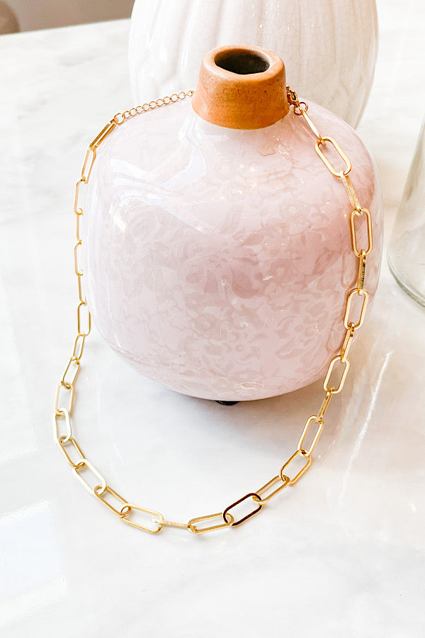 Gold Paper Clip Chain Necklace