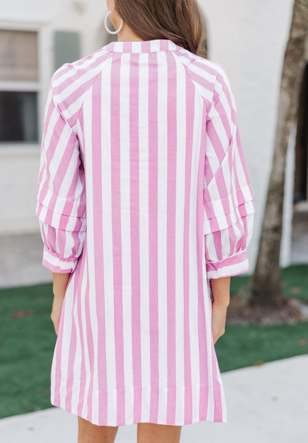 Rose stripe bracelet sleeve dress