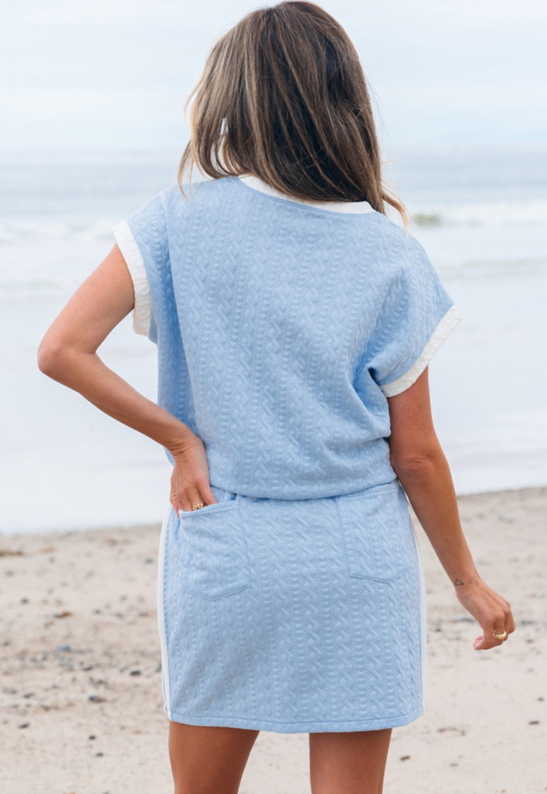 Light Blue Textured Skirt Set