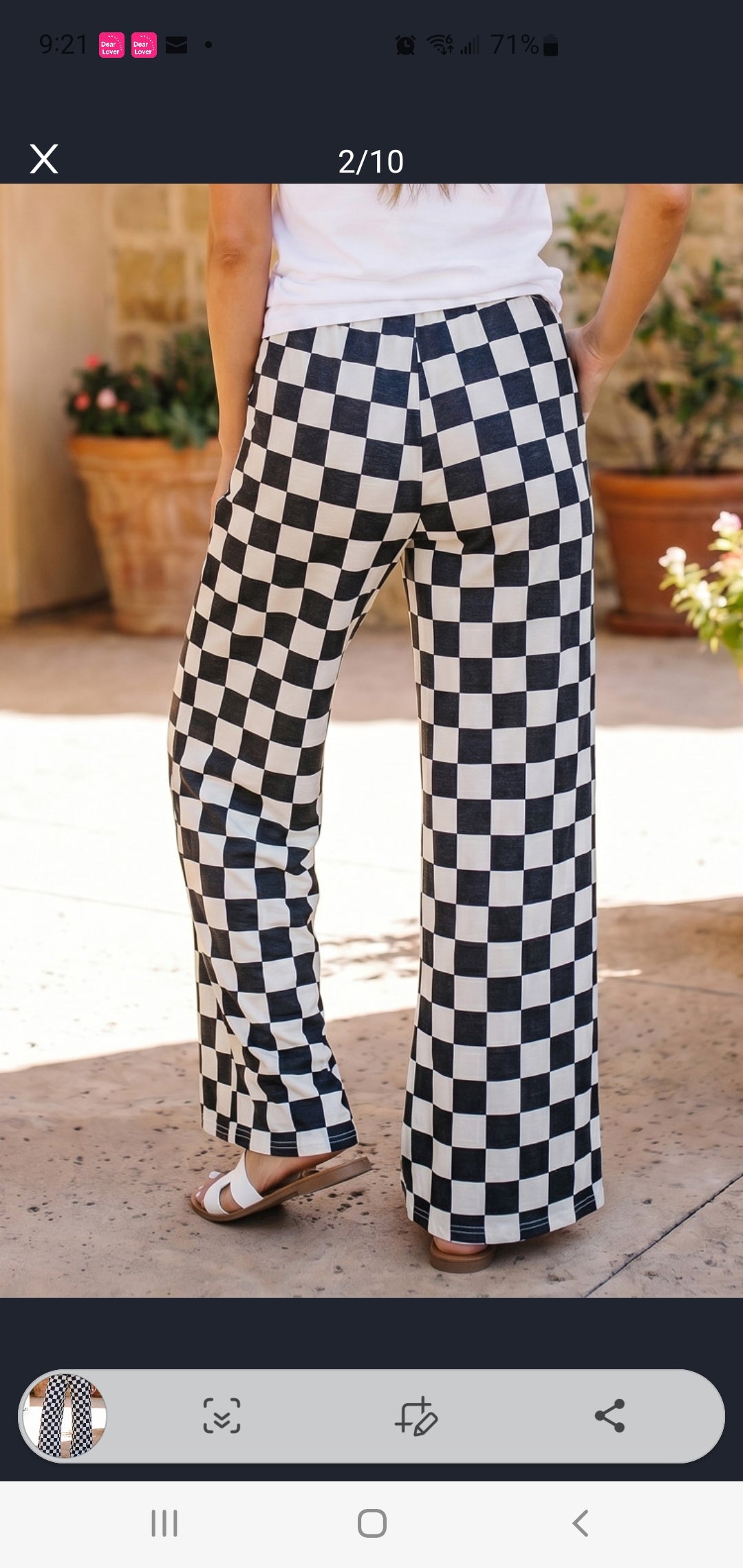 Checker Pants Wide Leg