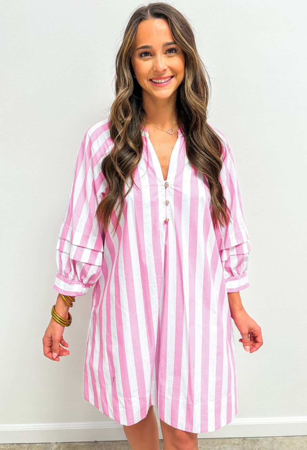 Rose stripe bracelet sleeve dress