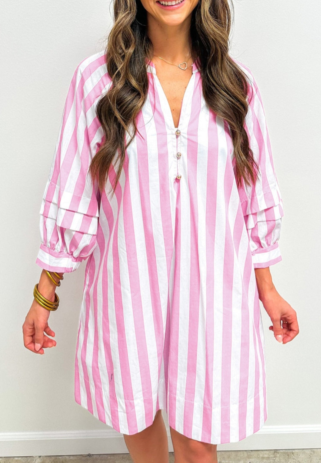 Rose stripe bracelet sleeve dress