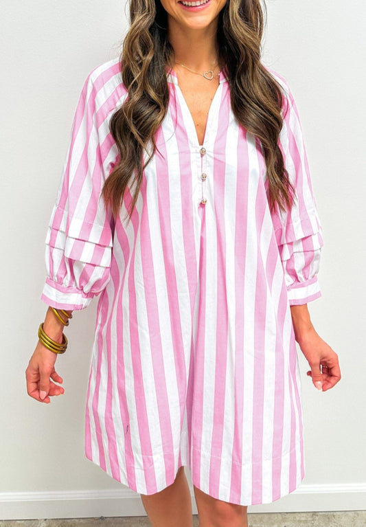 Rose stripe bracelet sleeve dress