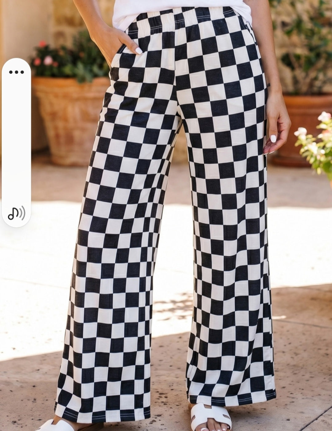 Checker Pants Wide Leg