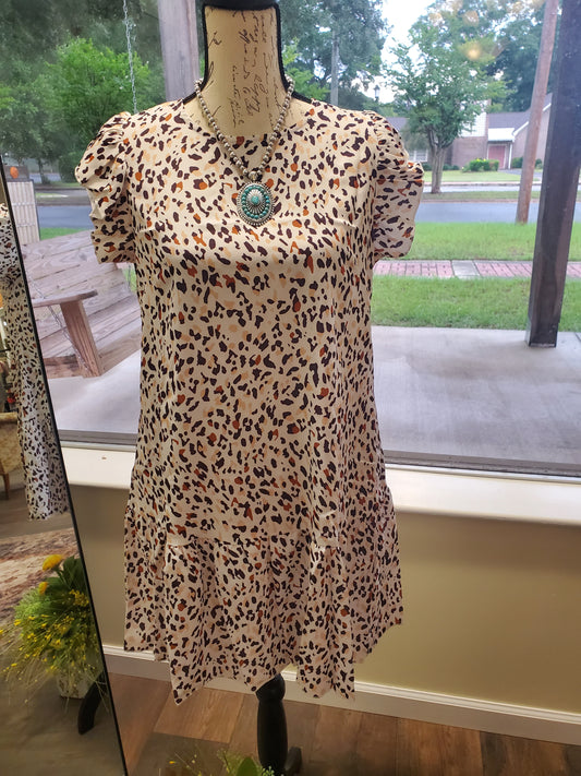 Beige Multi-Cheetah Dress