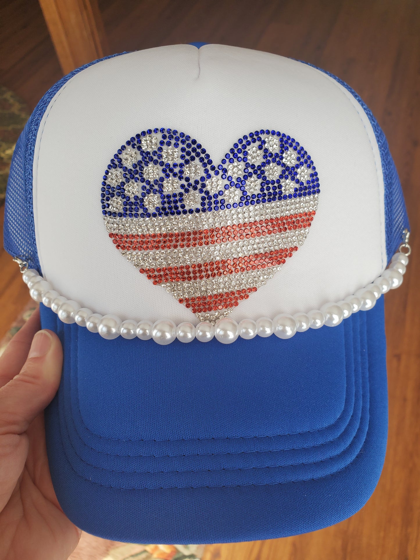 Patriotic heart trucker hat
