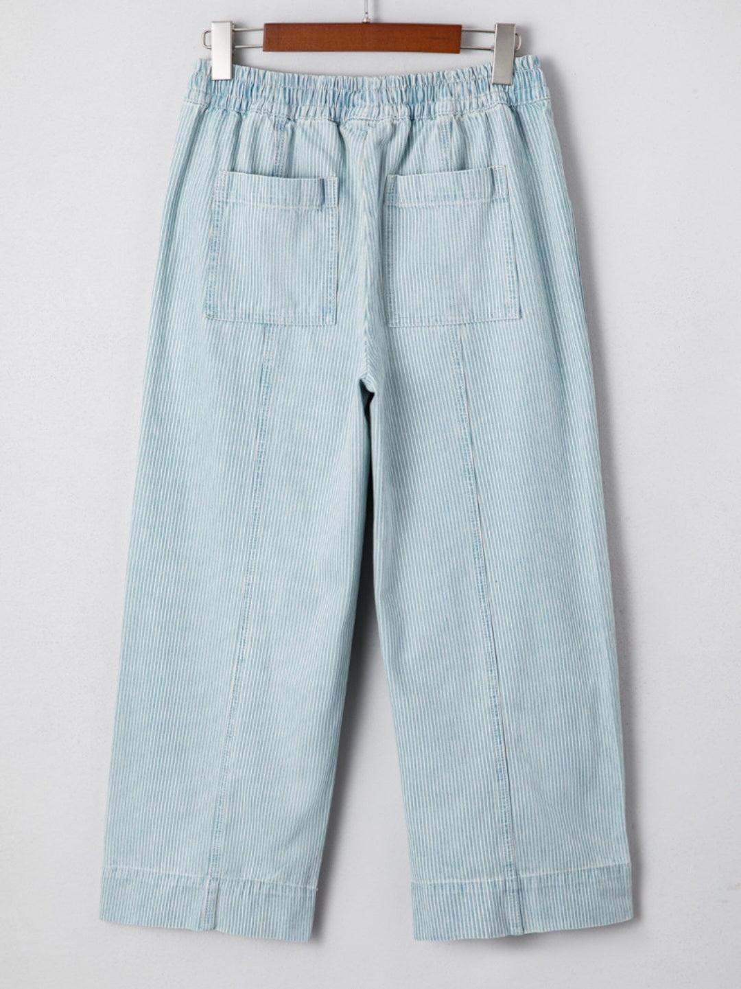 Striped Midrise Drawstring Crop Jean
